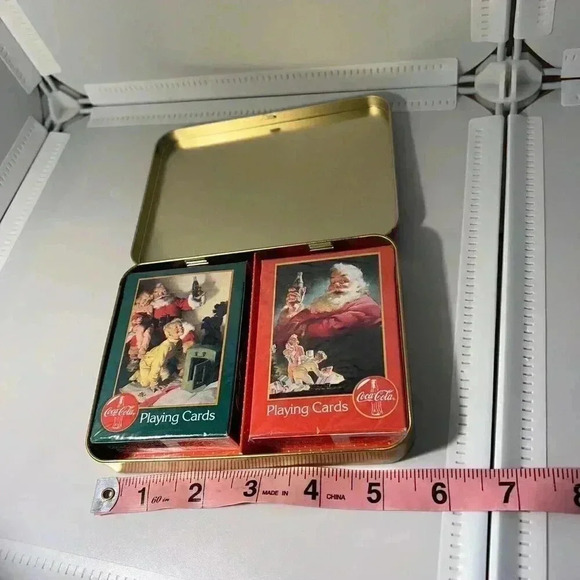 Coca Cola 1996 Christmas/Santa Nostalgia Playing Cards Tin Case Set - Picture 3 of 5